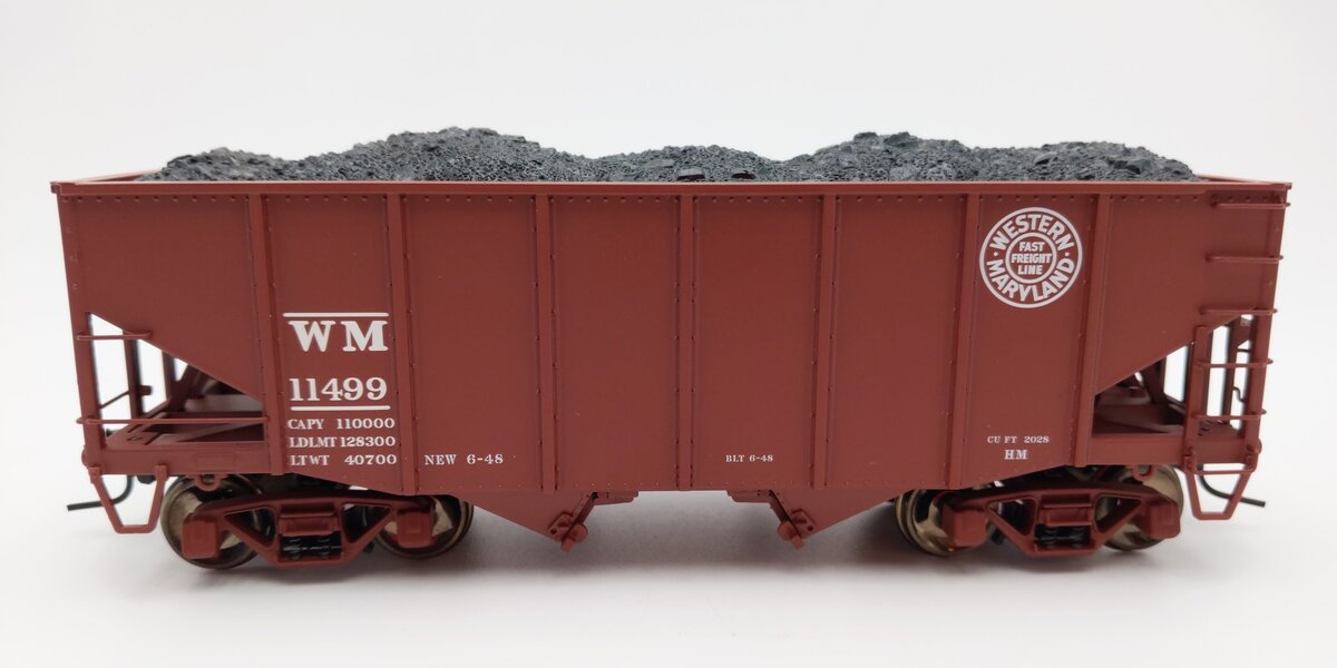 Atlas 7756-1 O Scale Western Maryland 55 Ton Fishbelly Hopper #11499 (2-Rail) EX/Box