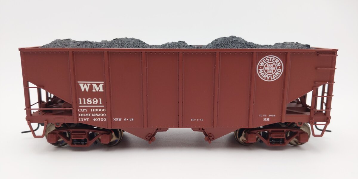 Atlas 7756-4 O Scale Western Maryland 55 Ton Fishbelly Hopper #11891 (2-Rail) EX/Box