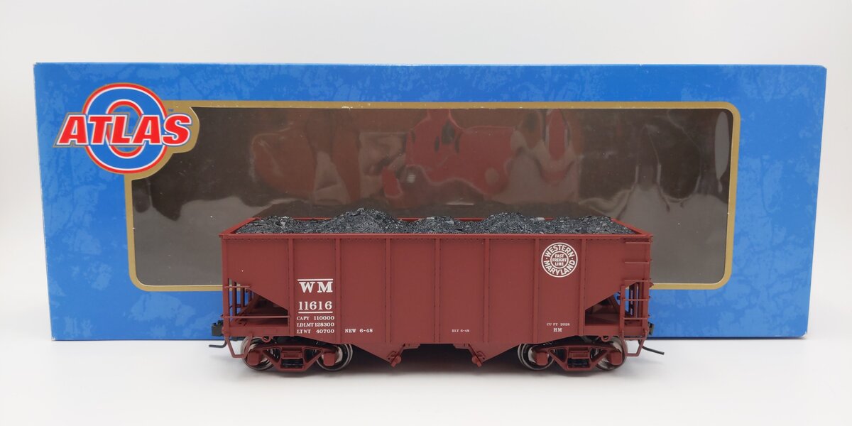 Atlas 7756-9 O Scale Western Maryland 55 Ton Fishbelly Hopper #11616 (2-Rail) EX/Box