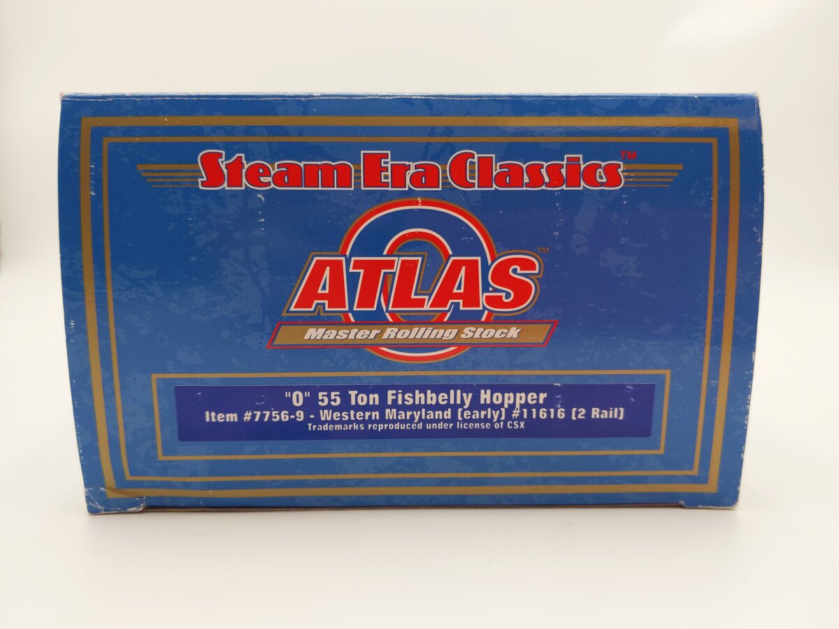 Atlas 7756-9 O Scale Western Maryland 55 Ton Fishbelly Hopper #11616 (2-Rail) EX/Box