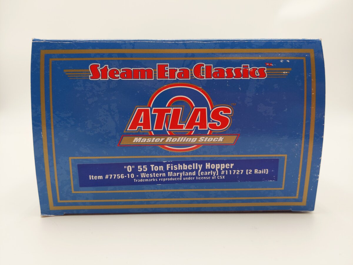 Atlas 7756-10 O Scale Western Maryland 55 Ton Fishbelly Hopper #11727 (2-Rail) EX/Box