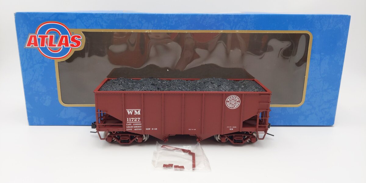 Atlas 7756-10 O Scale Western Maryland 55 Ton Fishbelly Hopper #11727 (2-Rail) EX/Box