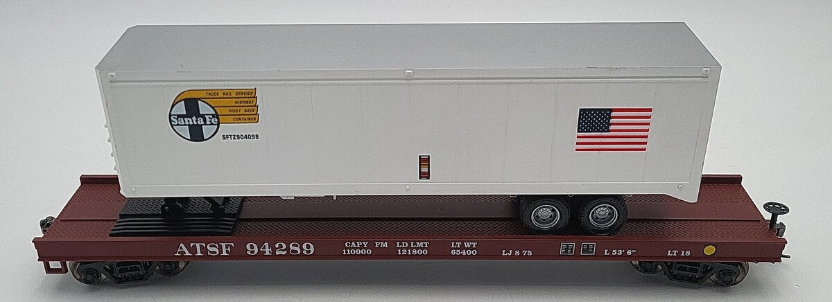 MTH 20-98117 O Santa Fe Flatcar With Trailer #94289 2-Rail LN/Box