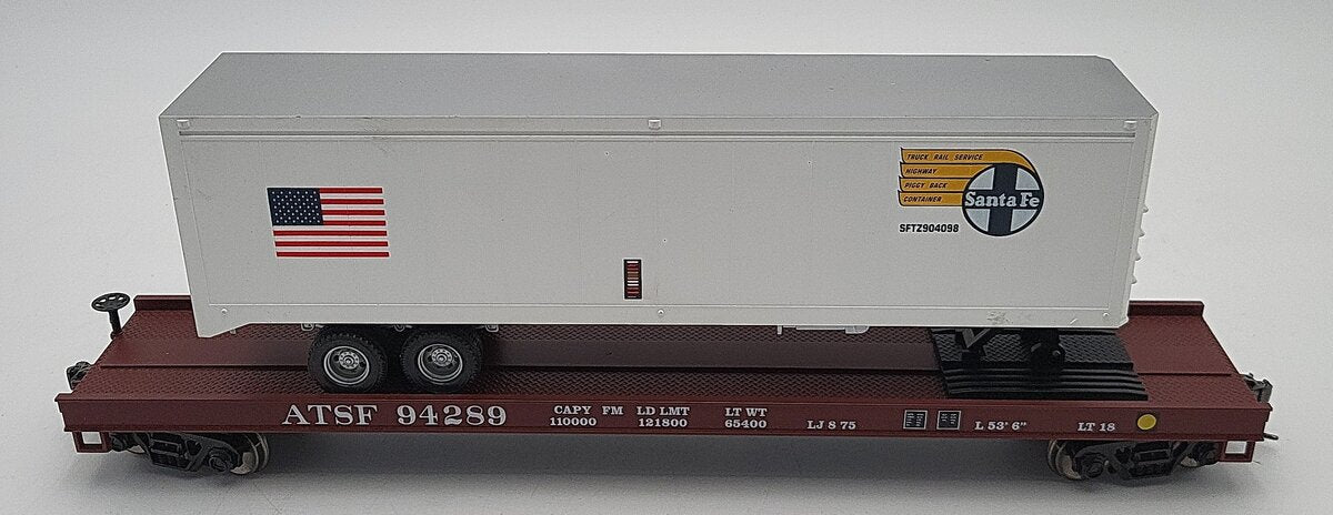 MTH 20-98117 O Santa Fe Flatcar With Trailer #94289 2-Rail LN/Box