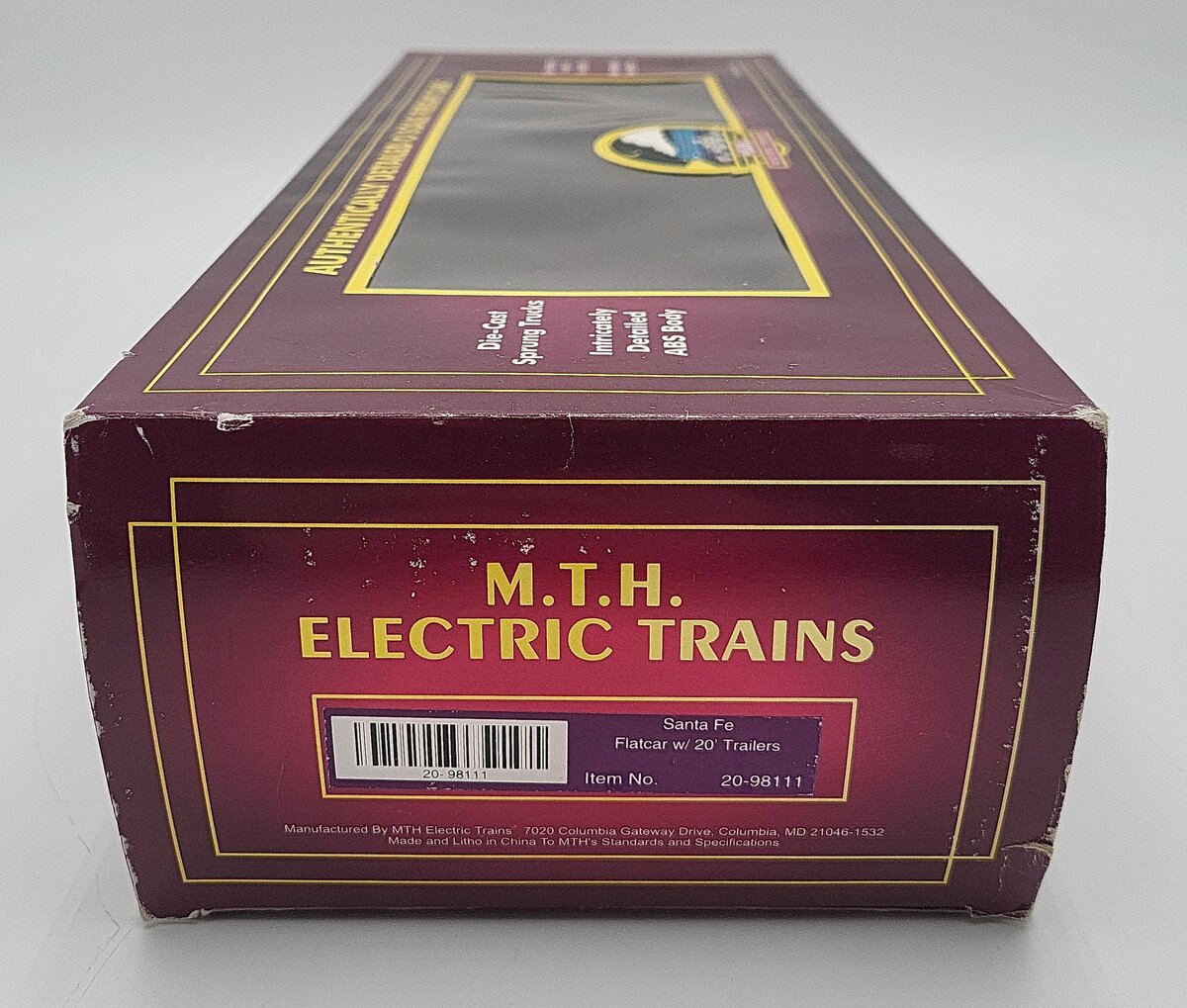MTH 20-98111 Santa Fe Flatcar with 2 Santa Fe Trailers (2-Rail) EX/Box