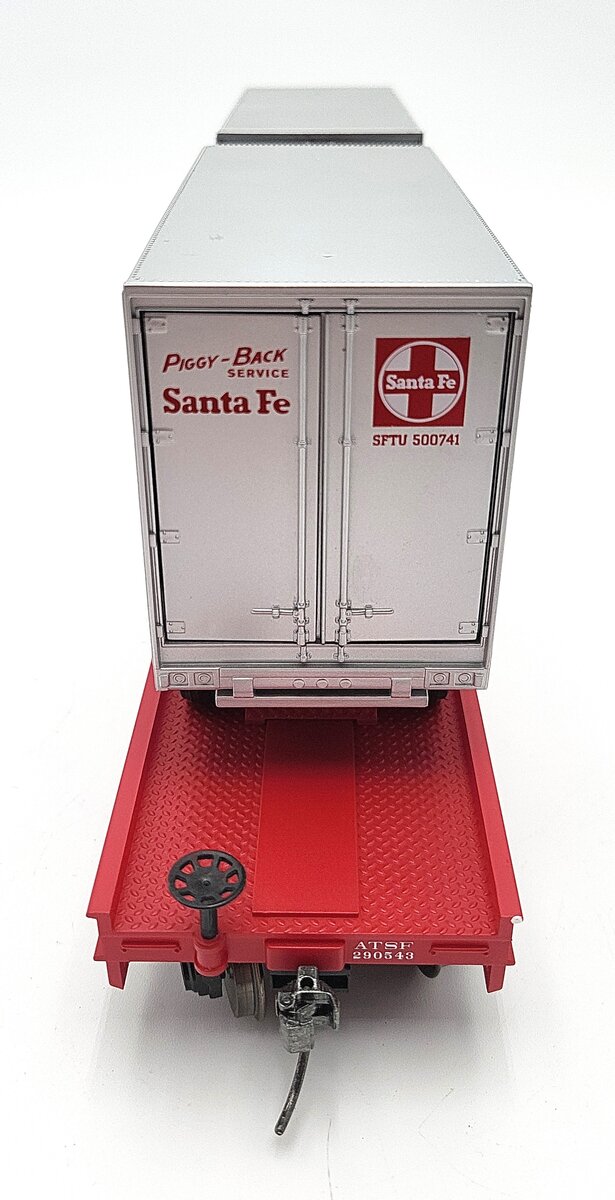 MTH 20-98111 Santa Fe Flatcar with 2 Santa Fe Trailers (2-Rail) EX/Box