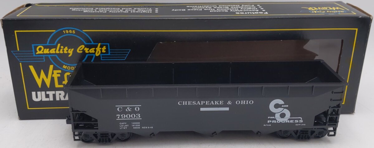 Weaver U3810 O Scale Chesapeake & Ohio Hopper Car #79003 (2-Rail) EX/Box