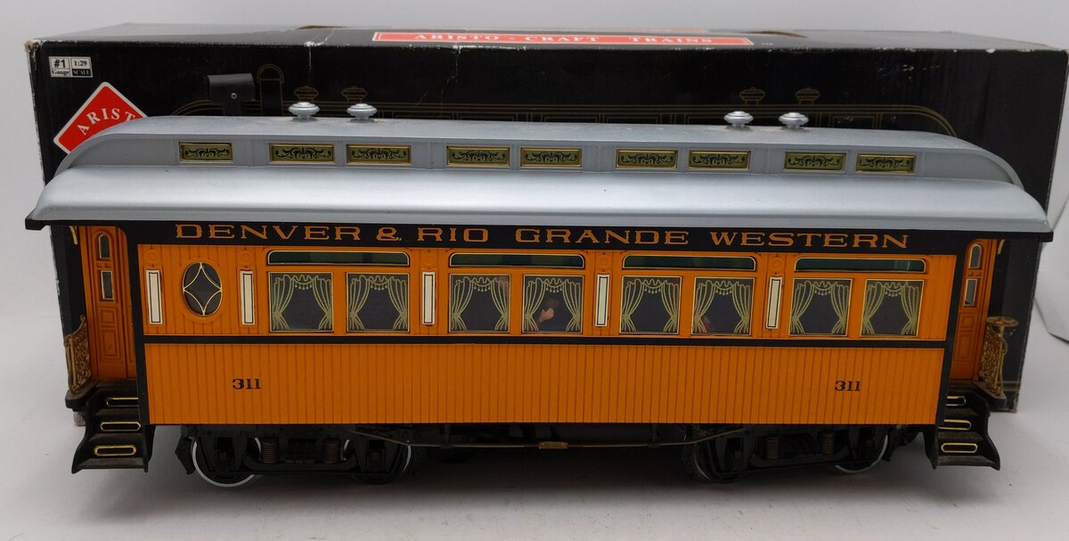 Aristo-Craft 31004 D&RGW Illuminated Passenger Coach (Metal Wheels) EX/Box