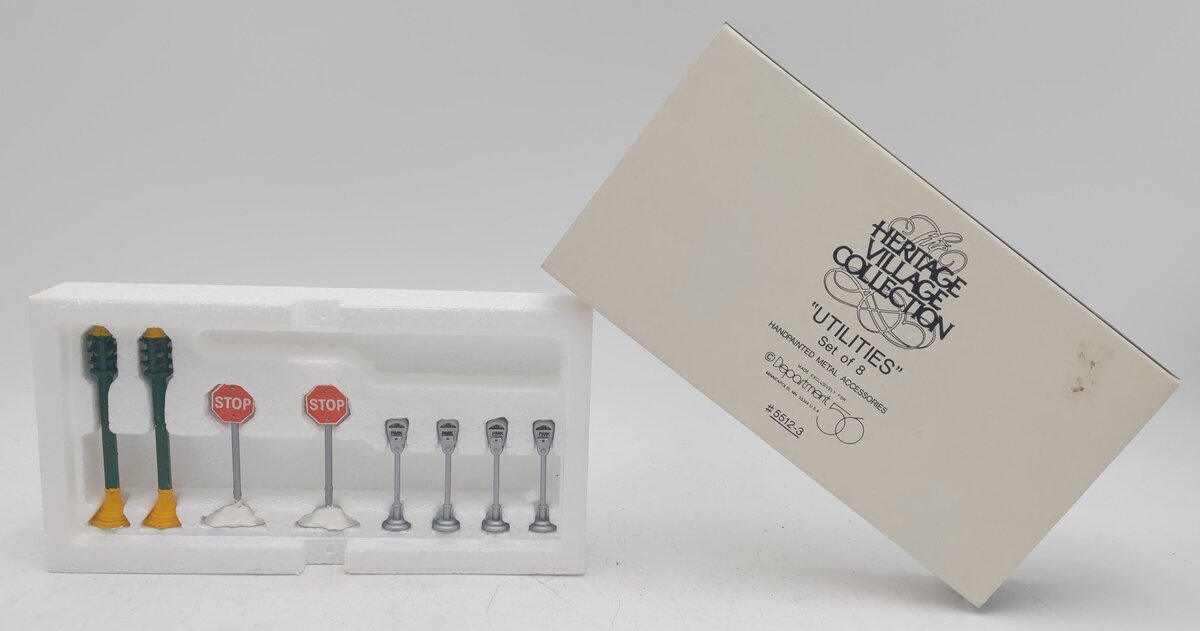 Dept 56 5512-3 "Utilities" Hand Painted Metal Accessories Set of 8 EX/Box