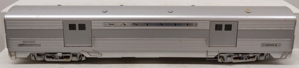 USA Trains 310002 G Santa Fe "Super Chief" Aluminum Baggage Car #3534 VG