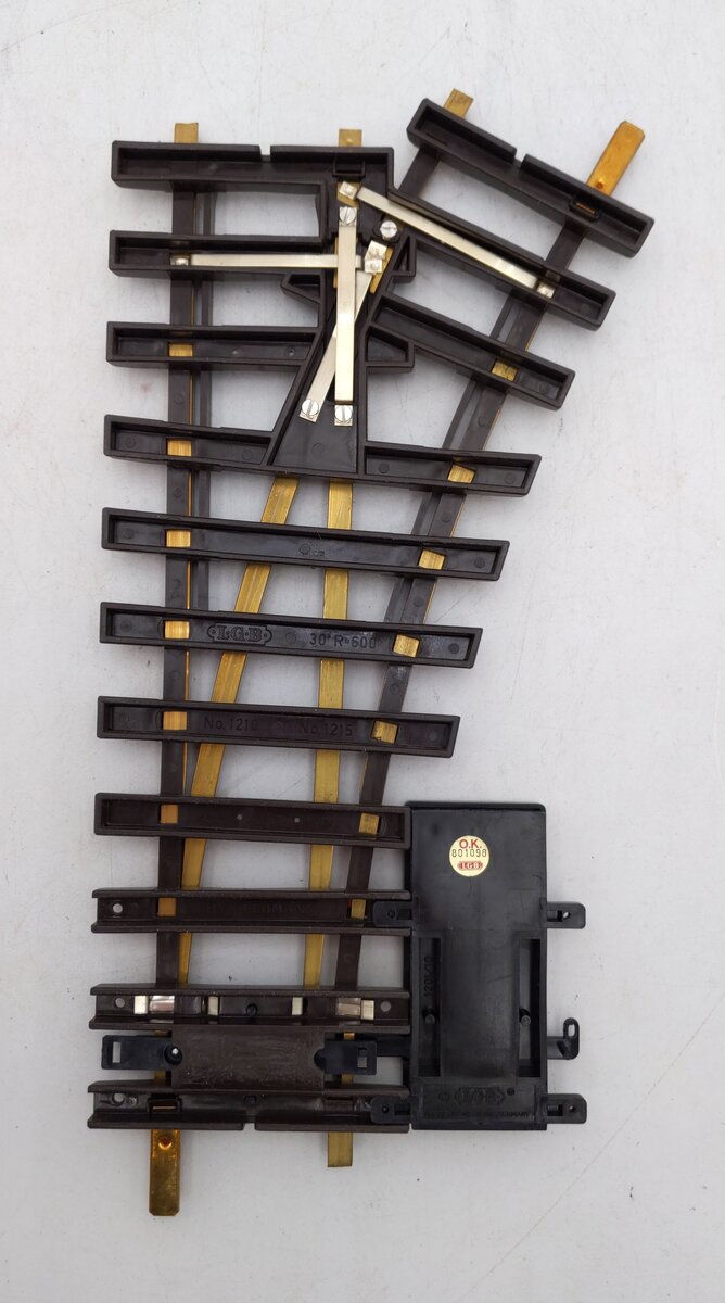 LGB 1215 G Scale Brass Left Hand Electric Switch/Turnout EX/Box