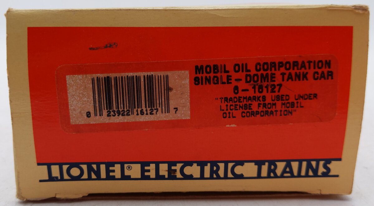 Lionel 6-16127 O Gauge Mobil Oil Corporation Single-Dome Tank Car EX/Box