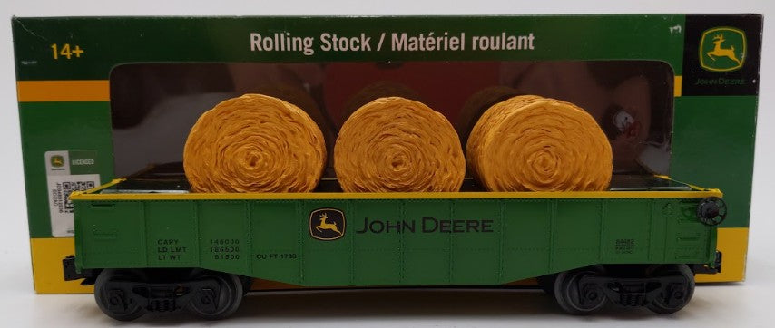 Lionel 6-84482 O Gauge John Deere Gondola with Hay Bails EX/Box
