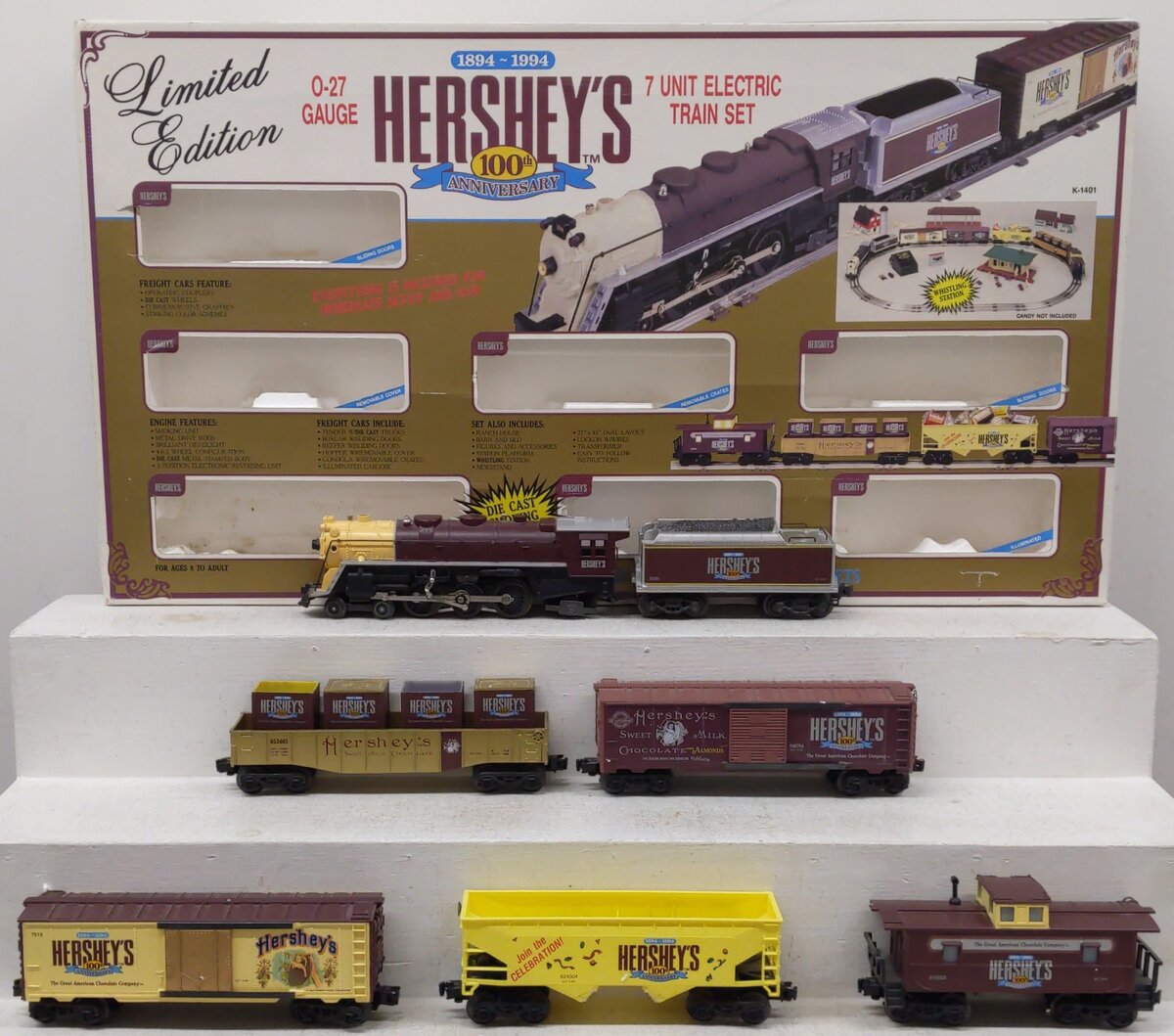 K-Line K1401 O Gauge Hershey's 100th Anniversary Steam Train Set EX/Box