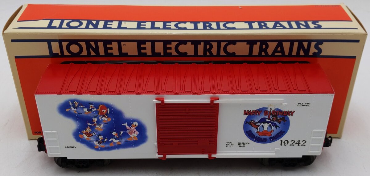 Lionel 6-19242 O Gauge Disney Donald Duck 50th Anniversary Hi Cube Boxcar #19242 EX/Box