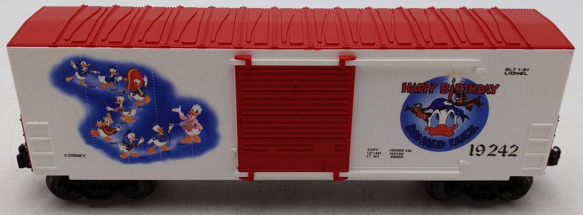 Lionel 6-19242 O Gauge Disney Donald Duck 50th Anniversary Hi Cube Boxcar #19242 EX/Box