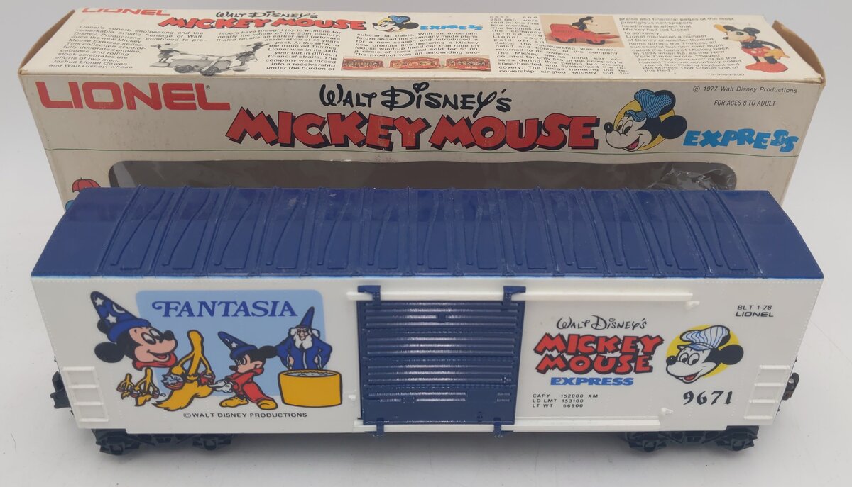 Lionel 6-9671 O Gauge Disney Fantasia Hi-Cube Boxcar #9671 VG/Box