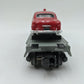 MTH 30-7623 O Gauge MTH Auto Transport Flatcar with 2 Ertl Fire Cars EX/Box