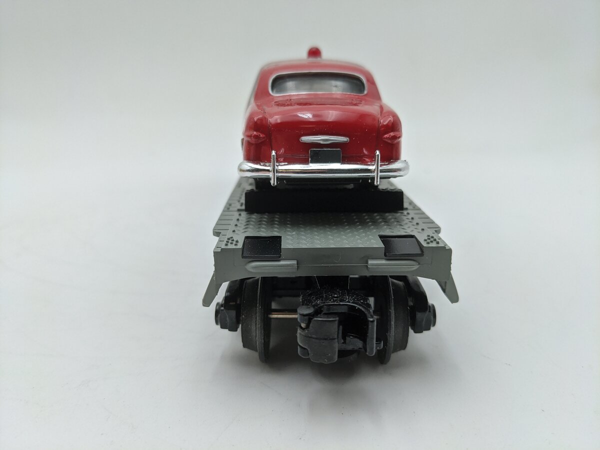 MTH 30-7623 O Gauge MTH Auto Transport Flatcar with 2 Ertl Fire Cars EX/Box