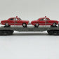 MTH 30-7623 O Gauge MTH Auto Transport Flatcar with 2 Ertl Fire Cars EX/Box