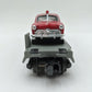MTH 30-7623 O Gauge MTH Auto Transport Flatcar with 2 Ertl Fire Cars EX/Box