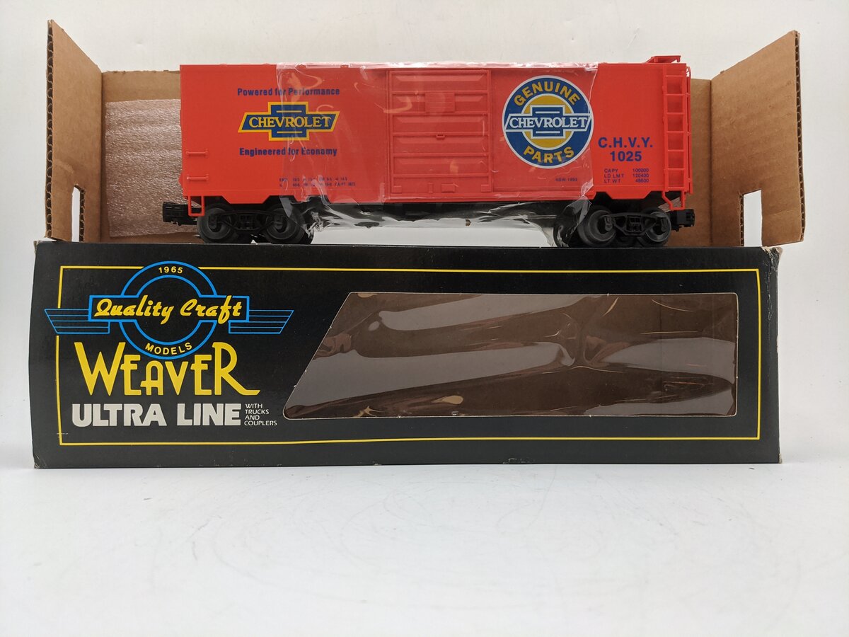 Weaver 210700 O Gauge Chevrolet Geniune Parts Boxcar #1025 - 3 Rail VG/Box