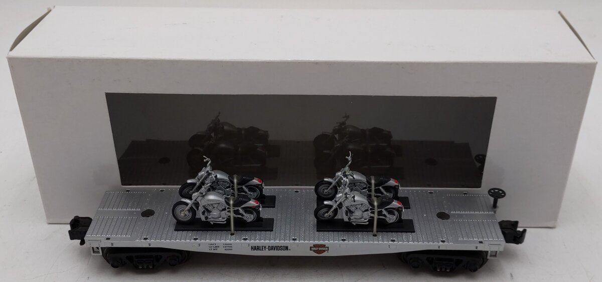 MTH 30-4131B O Gauge Harley Davidson Flatcar w/ Bike Load EX/Box