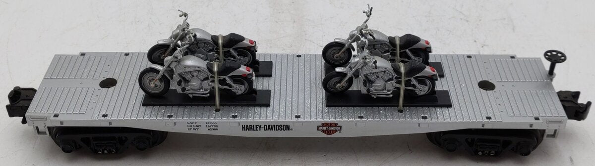 MTH 30-4131B O Gauge Harley Davidson Flatcar w/ Bike Load EX/Box