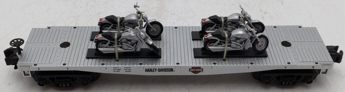 MTH 30-4131B O Gauge Harley Davidson Flatcar w/ Bike Load EX/Box