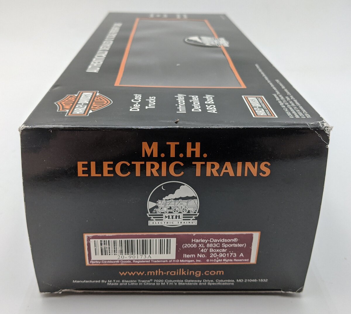 MTH 20-90173A O Gauge Harley-Davidson 2005 XL 883C Sportster 40' Boxcar LN/Box