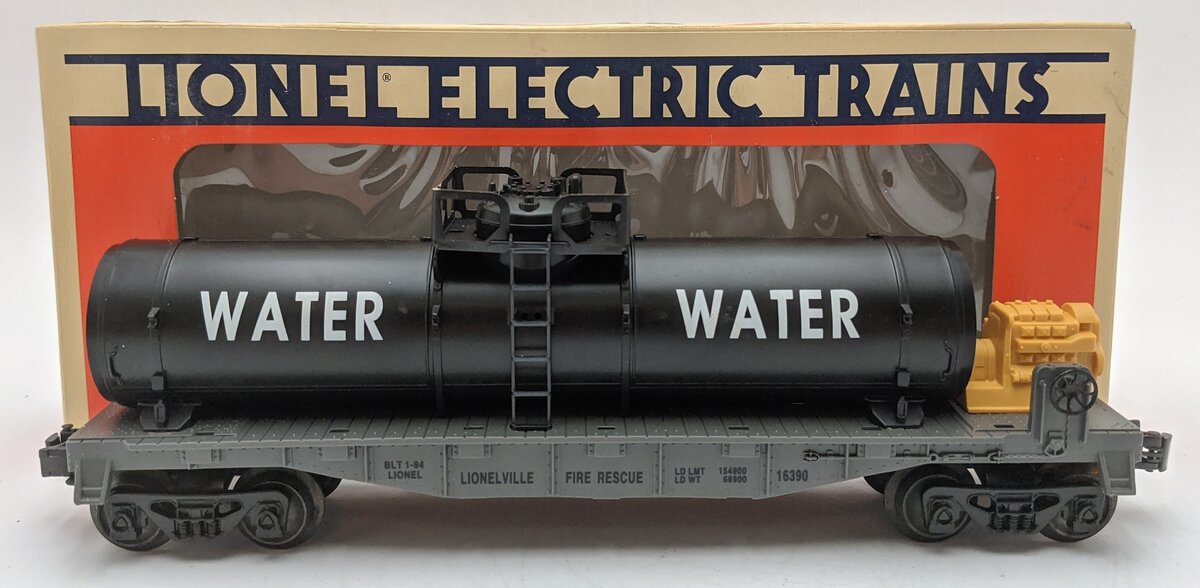 Lionel 6-16390 O Gauge Lionelville Fire Rescue Flatcar w/Water Tank VG/Box
