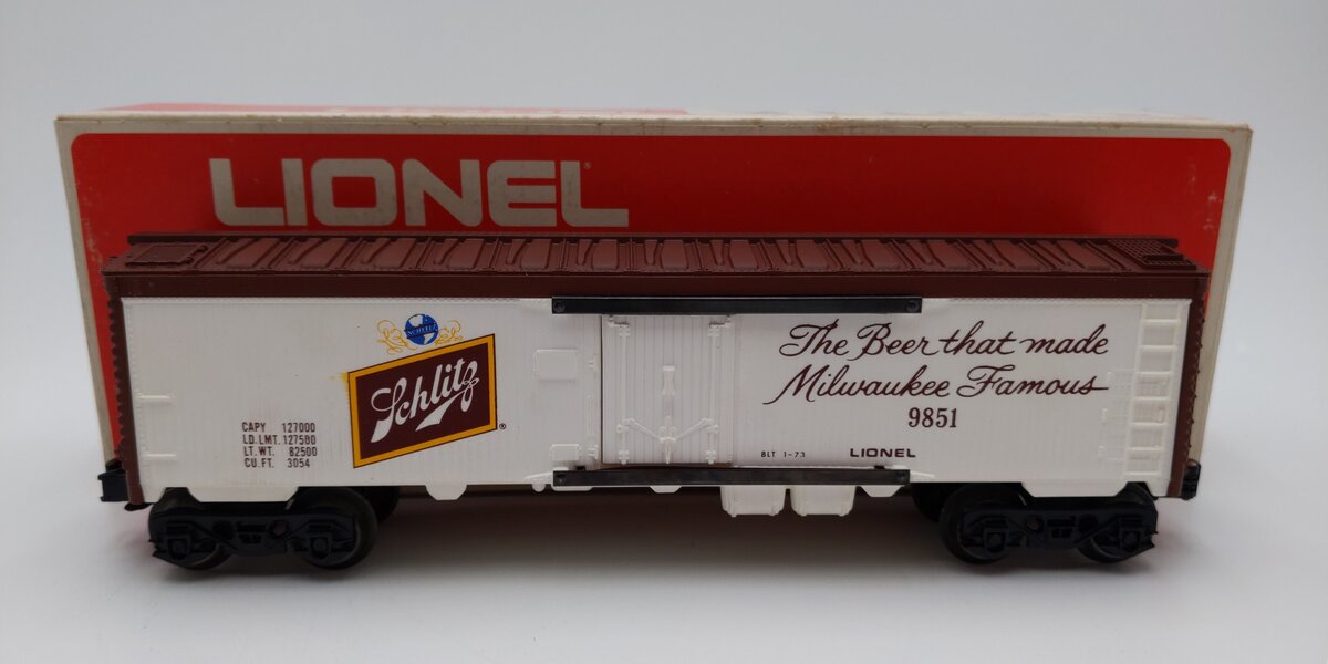 Lionel 6-9851 O Gauge Schlitz Billboard Reefer Car #9851 EX/Box