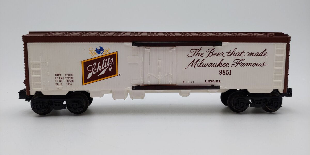 Lionel 6-9851 O Gauge Schlitz Billboard Reefer Car #9851 EX/Box