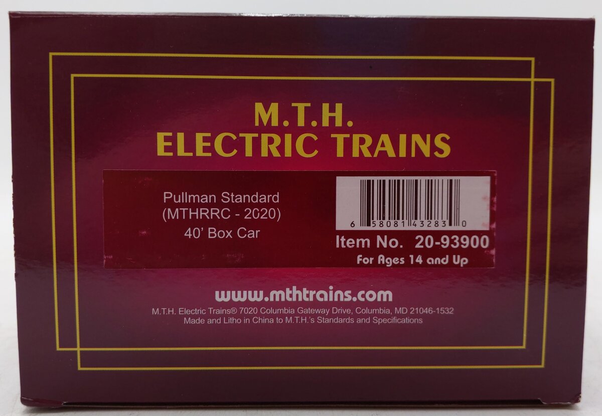 MTH 20-93900 O Gauge MTHRRC 2020 Pullman Standard 40' Boxcar #1 EX/Box