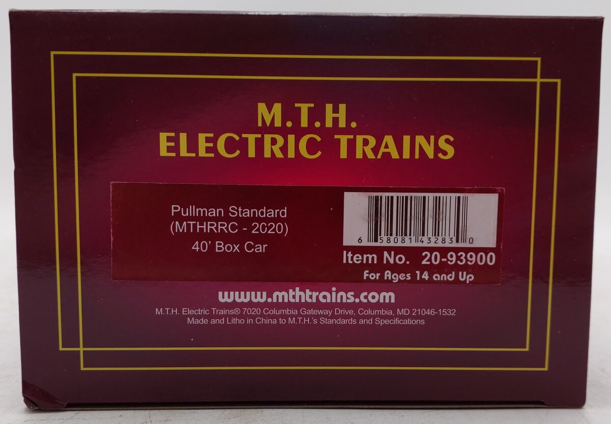 MTH 20-93900 O Gauge MTHRRC 2020 Pullman Standard 40' Boxcar #1 EX/Box
