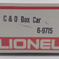 Lionel 6-9715 O Gauge Chesapeake & Ohio Boxcar EX/Box