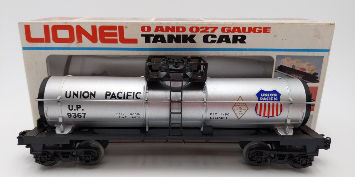 Lionel 6-9367 O Gauge Union Pacific Single Dome Tank Car #9367 EX/Box