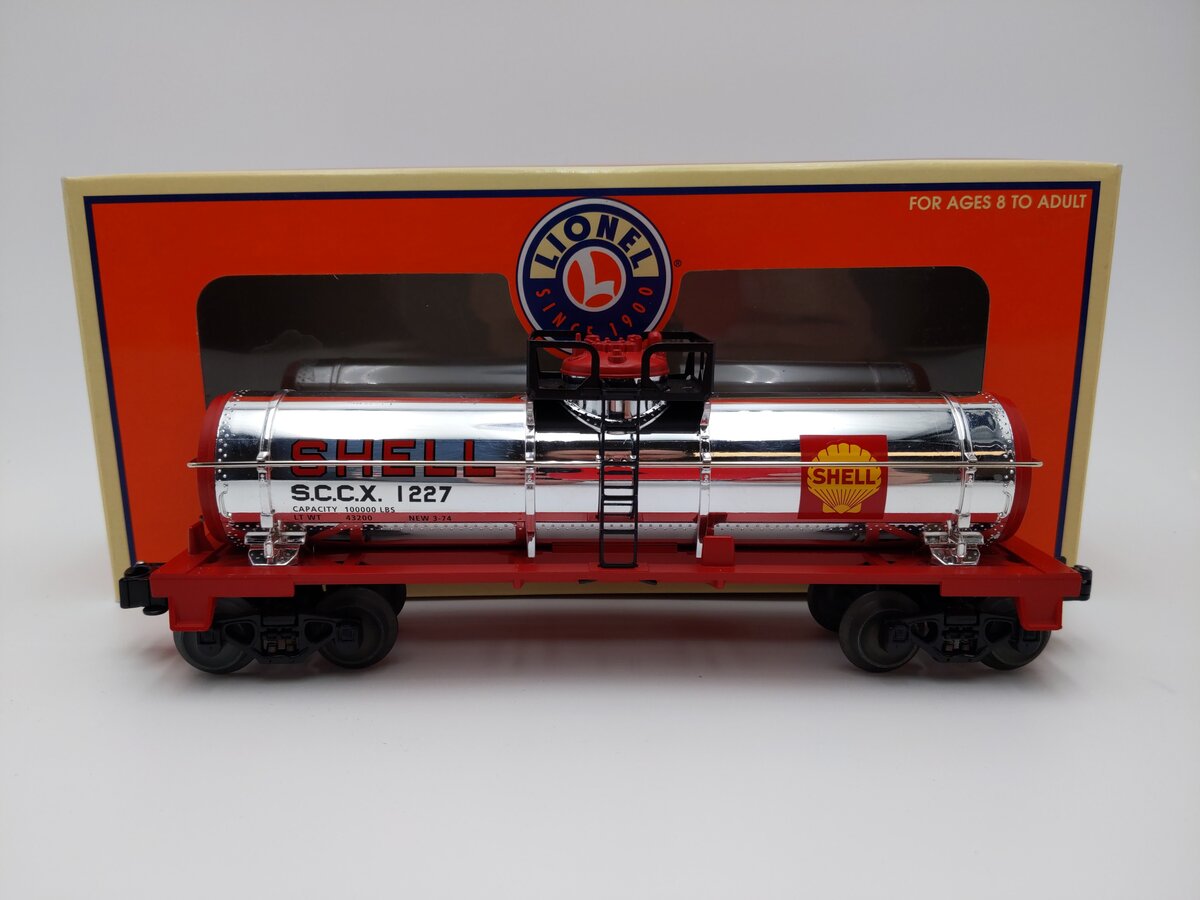 Lionel 6-19627 O Gauge Shell Single Dome Chrome Plated Tank Car #1227 EX/Box