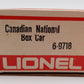 Lionel 6-9718 O Canadian National Box Car #9718 VG/Box