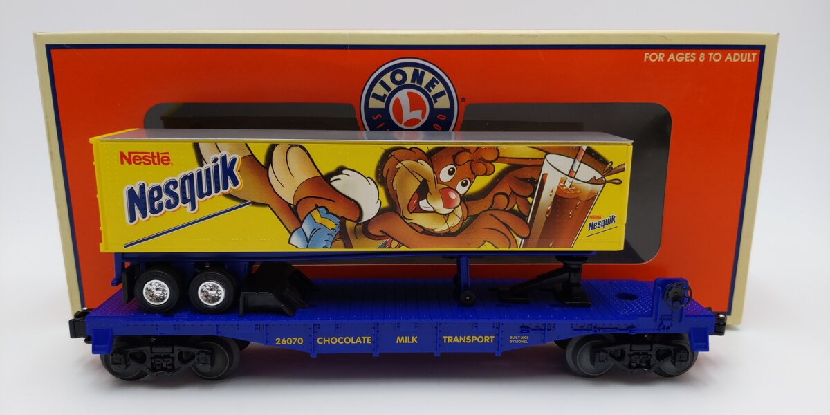 Lionel 6-26070 O Gauge Nestle Nesquik Flatcar w/ Trailer EX/Box