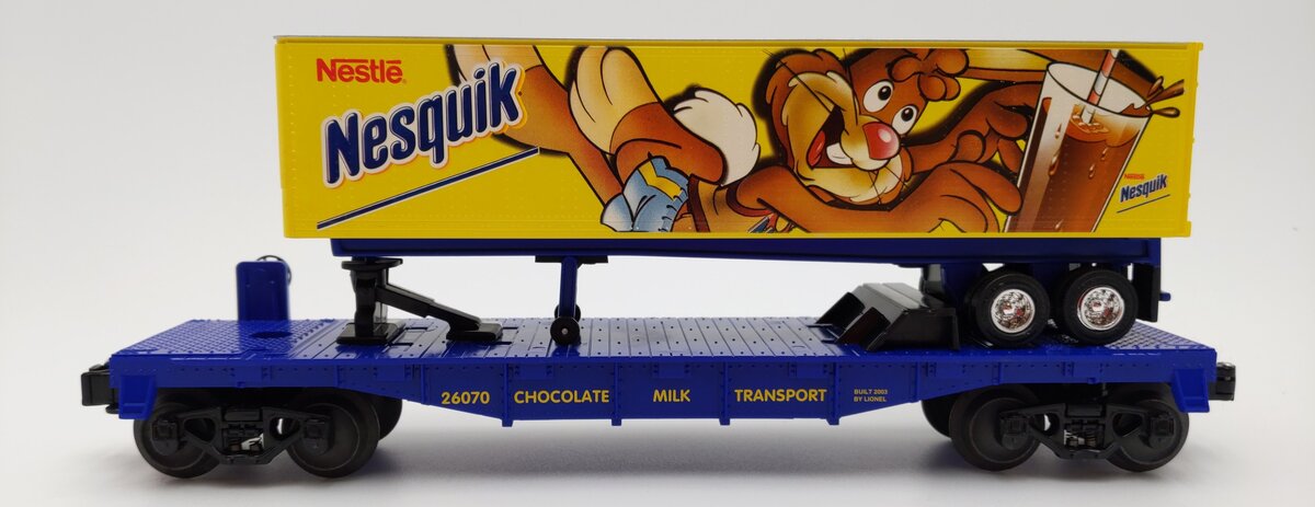 Lionel 6-26070 O Gauge Nestle Nesquik Flatcar w/ Trailer EX/Box
