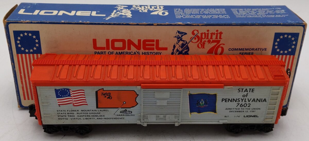 Lionel 6-7602 O Gauge Spirit of 76 State of Pennsylvania Boxcar #7602 VG/Box