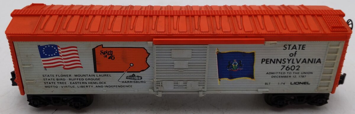 Lionel 6-7602 O Gauge Spirit of 76 State of Pennsylvania Boxcar #7602 VG/Box