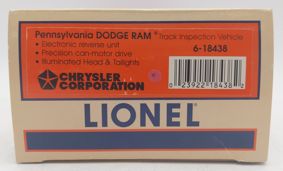 Lionel 6-18438 O Gauge Pennsylvania Dodge Ram Track Inspection Car VG/Box