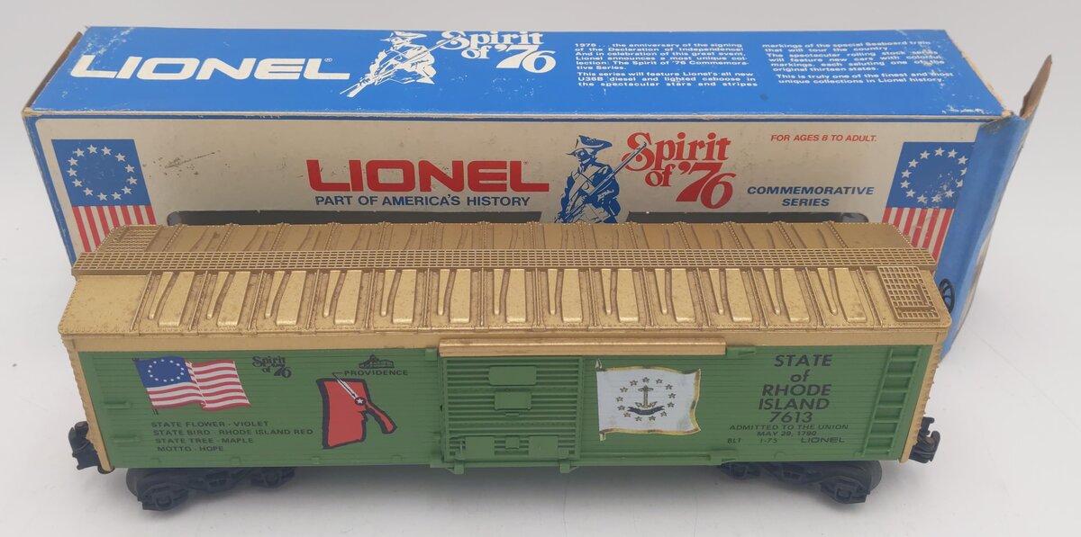 Lionel 6-7613 O Gauge Spirit of 76 State of Rhode Island Boxcar #7613 VG/Box