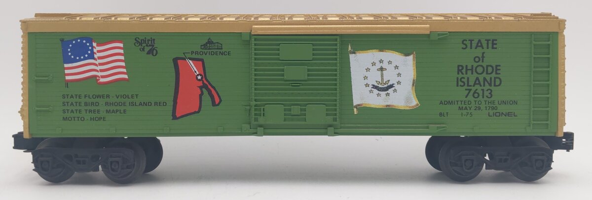 Lionel 6-7613 O Gauge Spirit of 76 State of Rhode Island Boxcar #7613 VG/Box