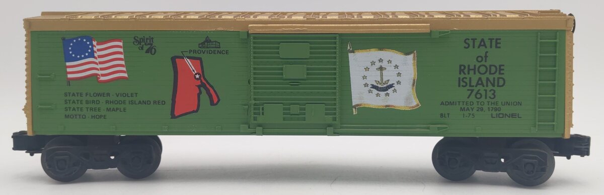 Lionel 6-7613 O Gauge Spirit of 76 State of Rhode Island Boxcar #7613 VG/Box