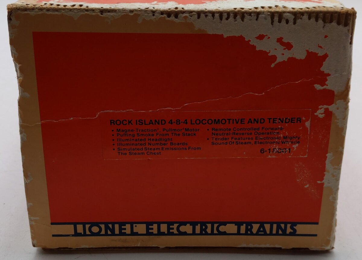 Lionel 6-18001 O Gauge Rock Island 4-8-4 Steam Locomotive & Tender #5100 EX/Box