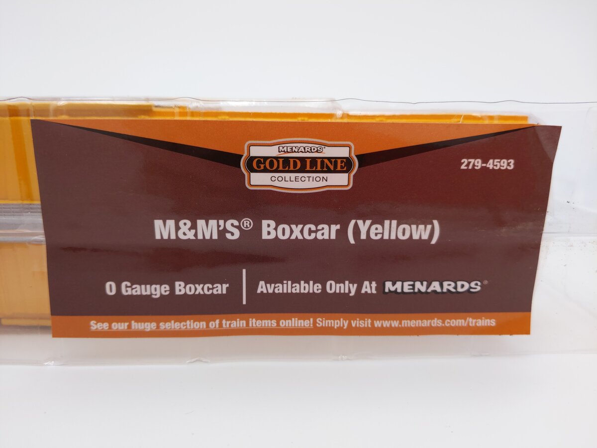 Menards 279-4593 O-Gauge M&M's Boxcar #6376 (Yellow) MT/Box