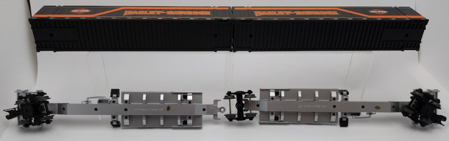 MTH 20-2595B O Gauge Harley-Davidson 2 Car Spine Car Set with 2 48' Containers EX/Box